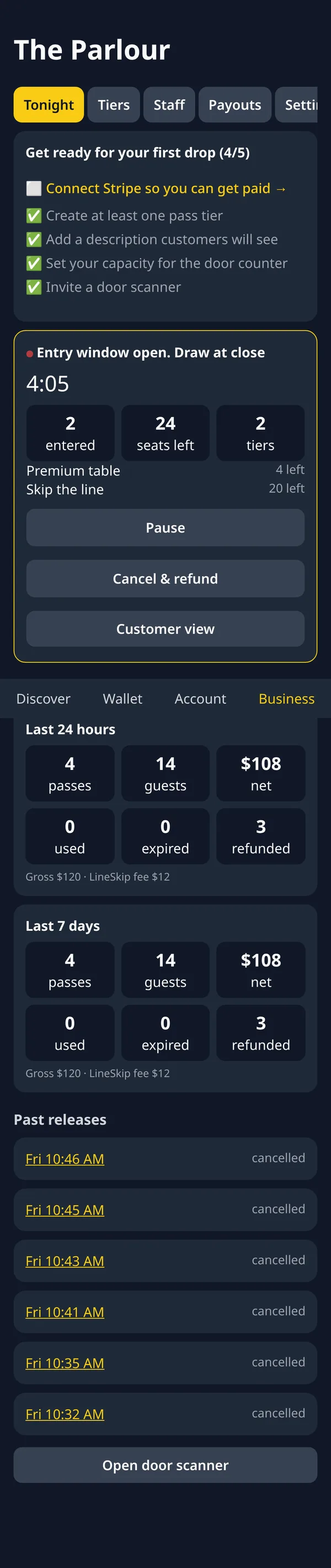 Admin dashboard