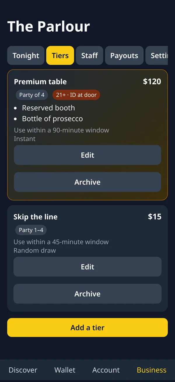 Tier editor